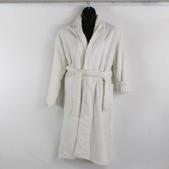 Restoration Hardware Unisex L Luxury Plush Long Robe White Cotton Belted