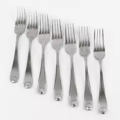 Set of 7 Oneida Satin Garnet Stainless Dinner Forks 8" Flatware