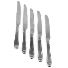 Set of 5 Oneida Silver Satin Garnet Stainless French Solid Knives 9.5"