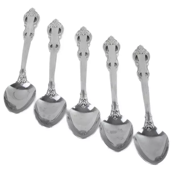 Set of 5 Towle King Arthur Sterling-Plate Oval Soup Spoons 7.5" Nice