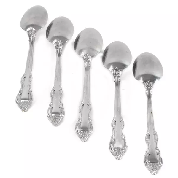 Set of 5 Towle King Arthur Sterling-Plate Oval Soup Spoons 7.5" Nice