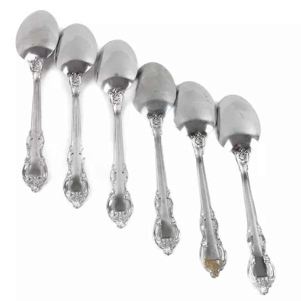 Set of 6 Towle King Arthur Stainless Teaspoons 6 1/8" Vintage