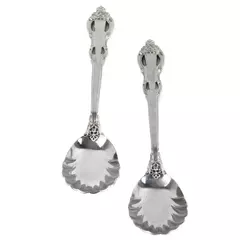 Set of 2 Towle King Arthur Stainless Sugar Shell Spoons 6" Vintage