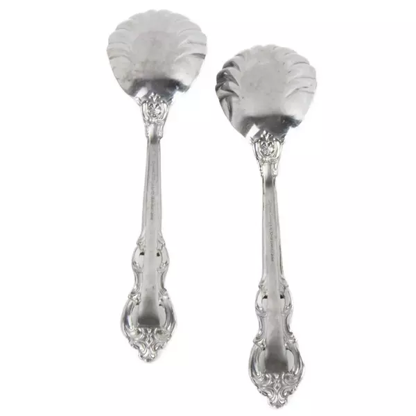 Set of 2 Towle King Arthur Stainless Sugar Shell Spoons 6" Vintage