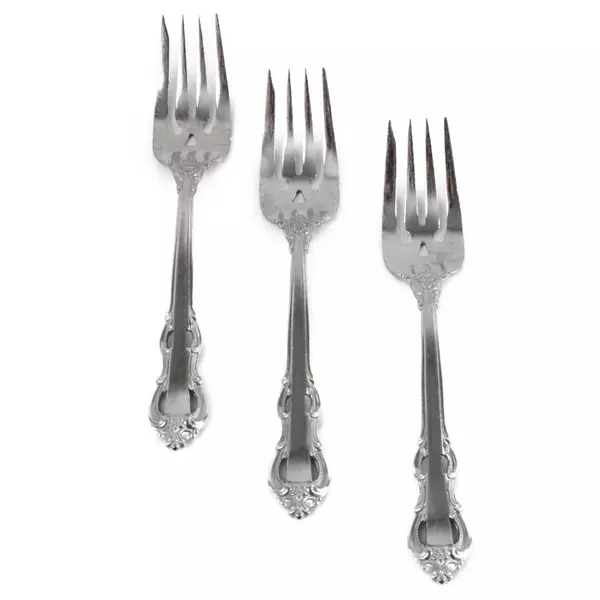 Set of 3 Towle King Arthur Stainless Salad Forks 6.25" Vintage