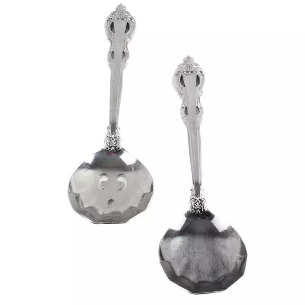 Lot of 2 Towle King Arthur Stainless Pierced Casserole & Shell Serving Spoons