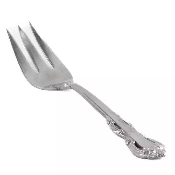 Towle King Arthur Stainless Large Solid Cold Meat Serving Fork 9.25in