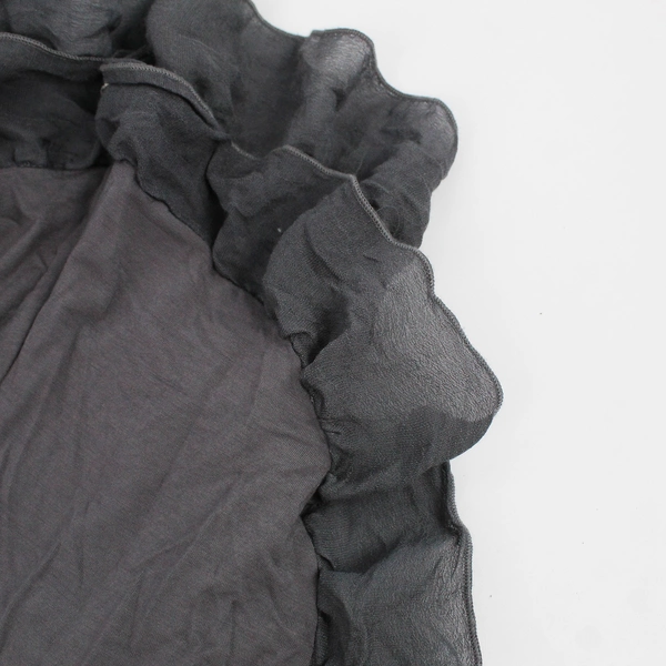 Papillon Los Angeles Gray Open-Front Ruffled Crochet Top Women's Size Medium