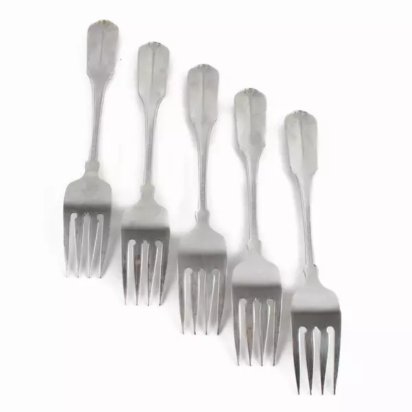 Set of 5 Oneida Gloria Satin Stainless Salad Forks 6.75" Vintage