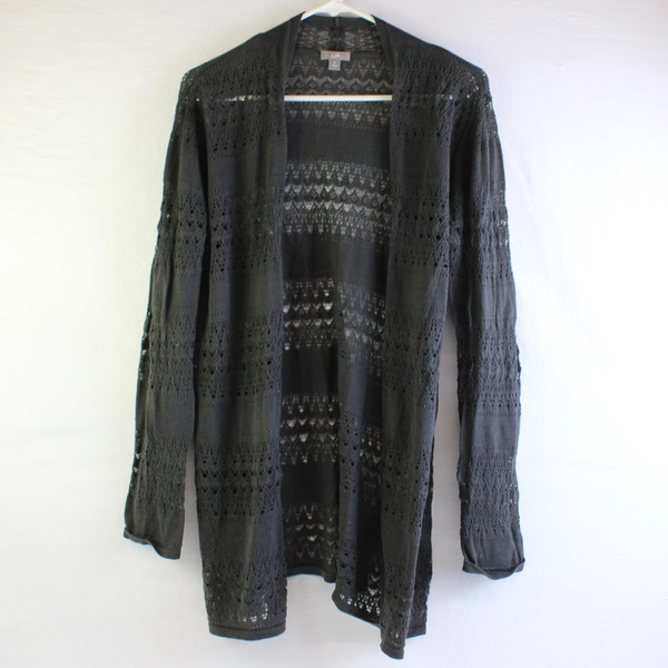 J. Jill Cardigan Sweater Women's M Open Knit Long Sleeve