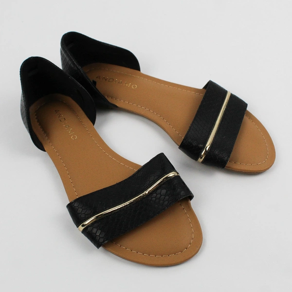 Andiamo Black Faux Alligator Skin Slip-On Open Toe Sandals Women's Size 7M