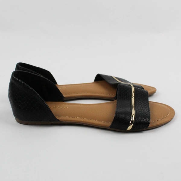 Andiamo Black Faux Alligator Skin Slip-On Open Toe Sandals Women's Size 7M