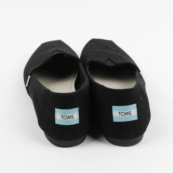 Toms Black Canvas Slip-On Flats Women's Size 7.5