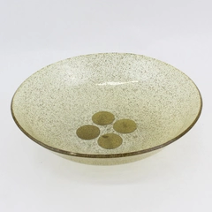 Vintage 15 Inch Gold Glitter Lucite Or Acrylic Bowl