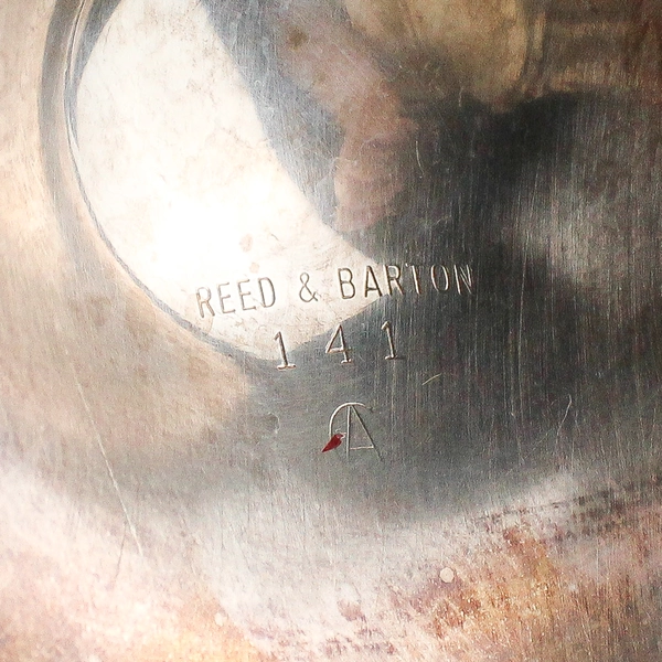 Reed & Barton 141 Red Enamel on Silverplate Footed Compote Dish