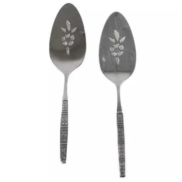 Set of 2 Oneida Vista Stainless Pierced Pie Servers 8.5" 