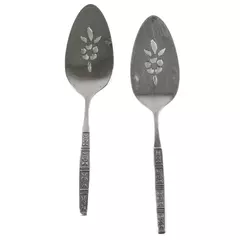 Set of 2 Oneida Vista Stainless Pierced Pie Servers 8.5" 