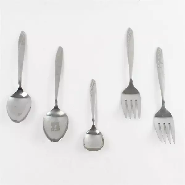 Lot of 5 WM Rogers Vista Stainless Flatware 2 Tbsp 2 Meat Forks 1 Sugar Spoon