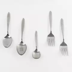 Lot of 5 WM Rogers Vista Stainless Flatware 2 Tbsp 2 Meat Forks 1 Sugar Spoon