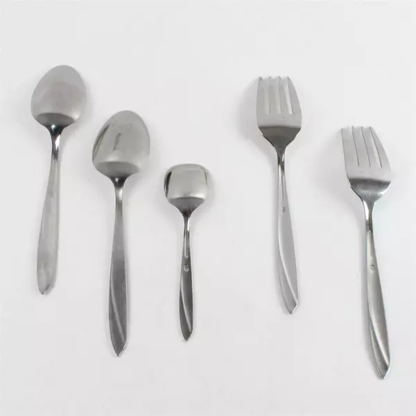 Lot of 5 WM Rogers Vista Stainless Flatware 2 Tbsp 2 Meat Forks 1 Sugar Spoon