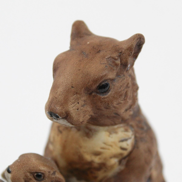  Vintage Bisque Porcelain Mother and Baby Squirrel Figure 5"