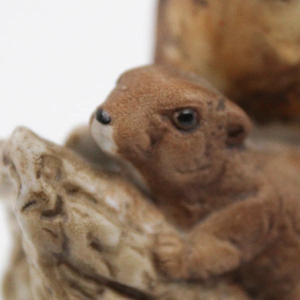  Vintage Bisque Porcelain Mother and Baby Squirrel Figure 5"