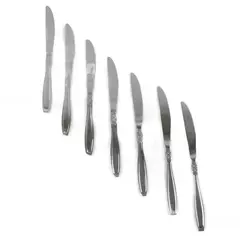 Set of 7 Oneida Vista Modern Stainless Solid Steak Knives 9.5"