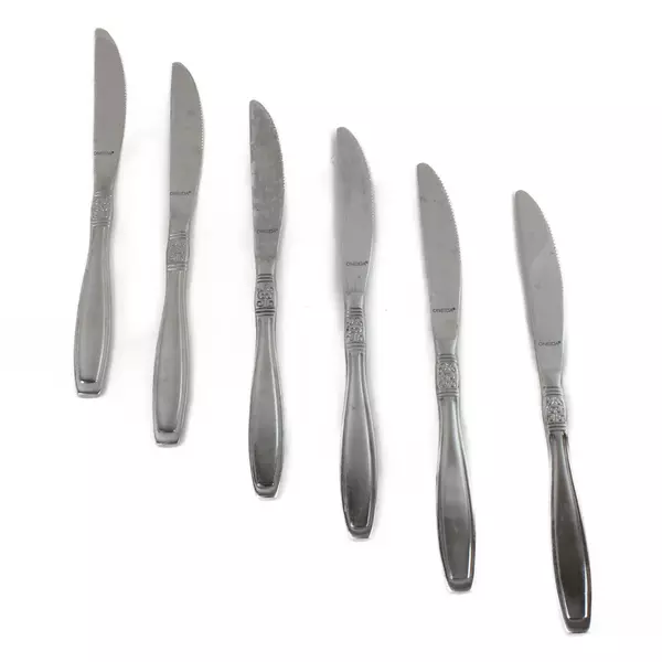 Set of 6 Oneida Vista Stainless Modern Solid Steak Knives 9.5"
