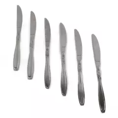 Set of 6 Oneida Vista Stainless Modern Solid Steak Knives 9.5"