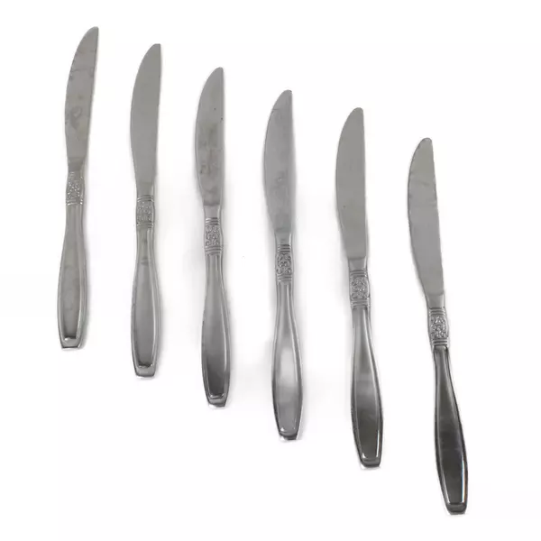 Set of 6 Oneida Vista Stainless Modern Solid Steak Knives 9.5"