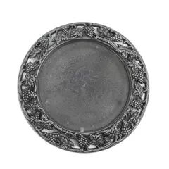  Vintage Pewter Grape Pattern Pillar Candle Base For Candle Up to 4.5"