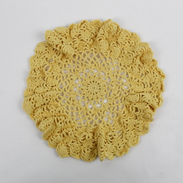 Vintage Handmade Crocheted Sunshine Yellow Doily 9"