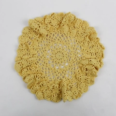 Vintage Handmade Crocheted Sunshine Yellow Doily 9"