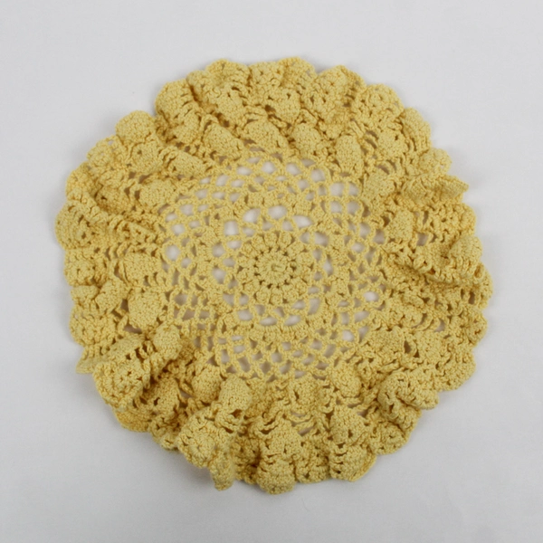 Vintage Handmade Crocheted Sunshine Yellow Doily 9"