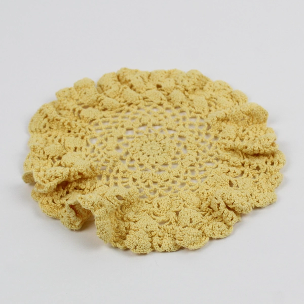 Vintage Handmade Crocheted Sunshine Yellow Doily 9"
