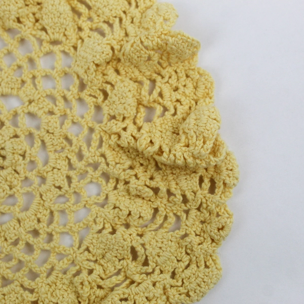 Vintage Handmade Crocheted Sunshine Yellow Doily 9"