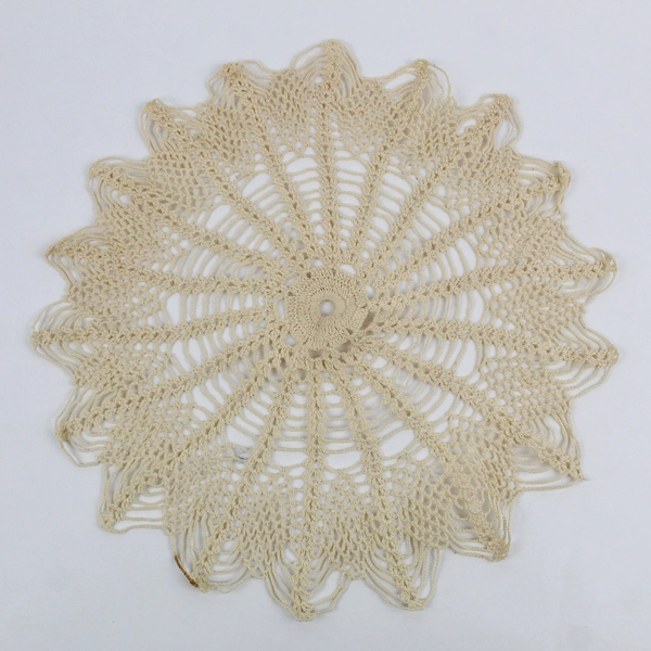 Vintage Handmade Crocheted Decorative Ecru Doily 12" Round