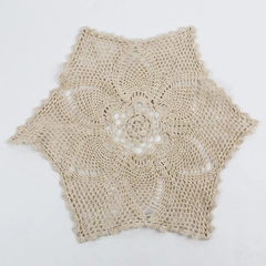 Vintage Handmade Crocheted Ecru Six-Pointed Doily 13"