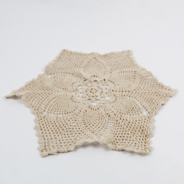 Vintage Handmade Crocheted Ecru Six-Pointed Doily 13"