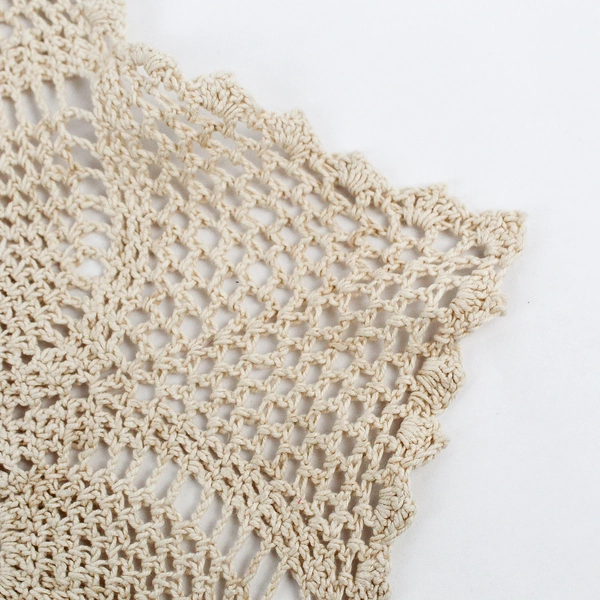 Vintage Handmade Crocheted Ecru Six-Pointed Doily 13"