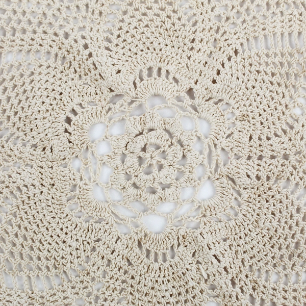 Vintage Handmade Crocheted Ecru Six-Pointed Doily 13"