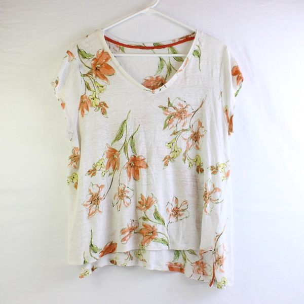 Women's V-Neck Linen Top Tee Short Sleeve