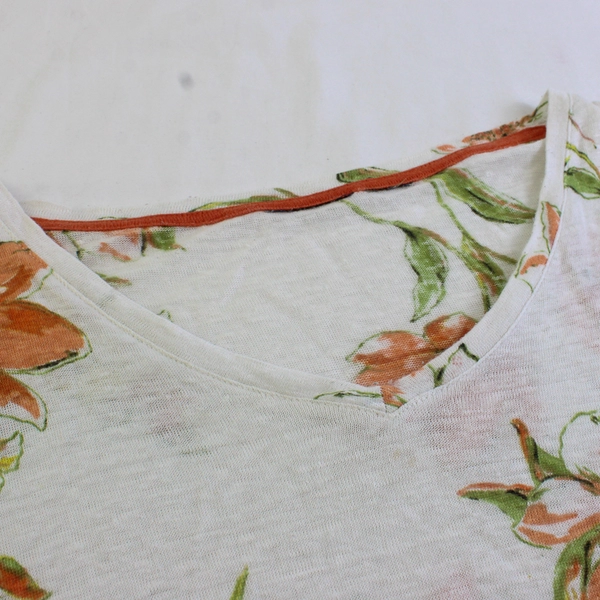 Women's V-Neck Linen Top Tee Short Sleeve