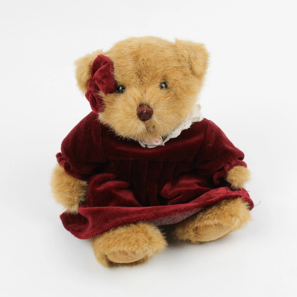 Jerry Elsner Brown Teddy Bear in Red Dress 10" Plush Toy