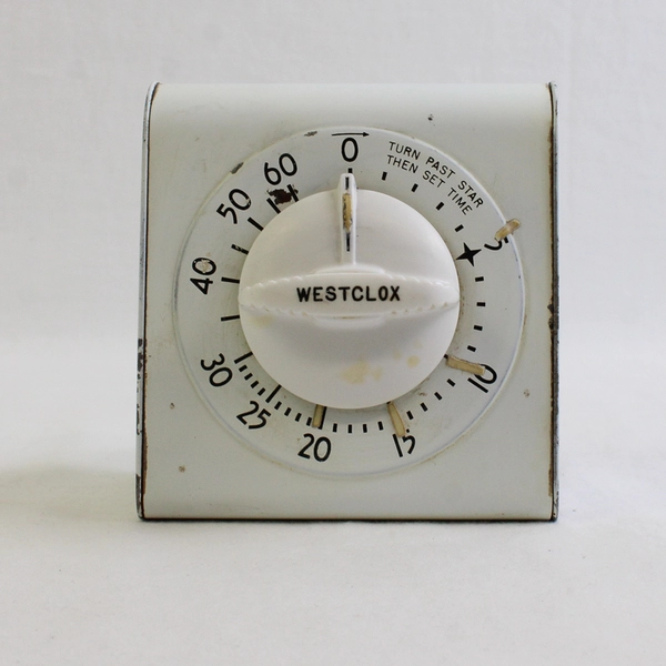 Vintage 1950s Westclox White Enameled Metal Kitchen Timer TESTED
