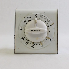Vintage 1950s Westclox White Enameled Metal Kitchen Timer TESTED