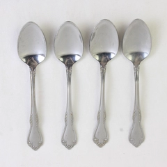 Set of 4 Oneida Mansfield Frosted Stainless Steel Teaspoons