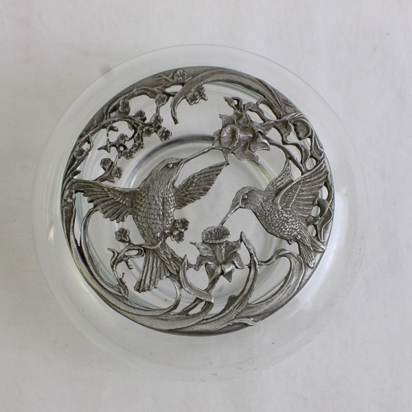 Vintage Rawcliffe Pewter 1989 Hummingbird Floral Potpourri Jar with Lid