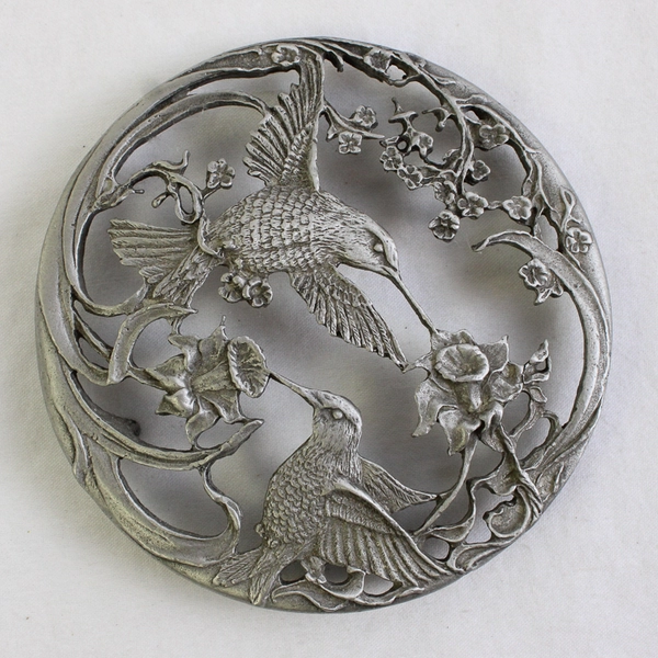 Vintage Rawcliffe Pewter 1989 Hummingbird Floral Potpourri Jar with Lid