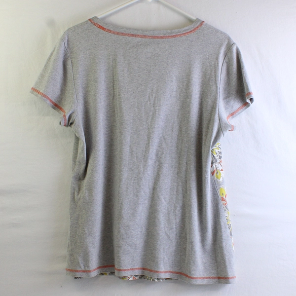 Style & Co Sport Women's XL Gray Floral with Rhinestones T-shirt